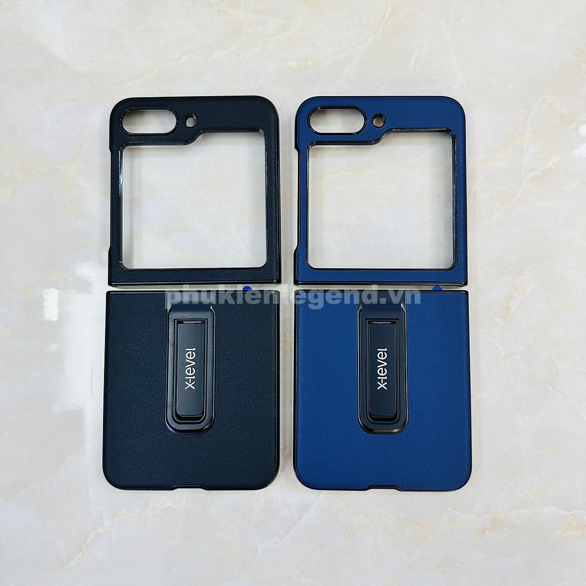 Ốp cho Samsung Galaxy Z Flip 5 lưng da chính hãng X-Level Utmost Plain có chân chống - Hàng nhập khẩu