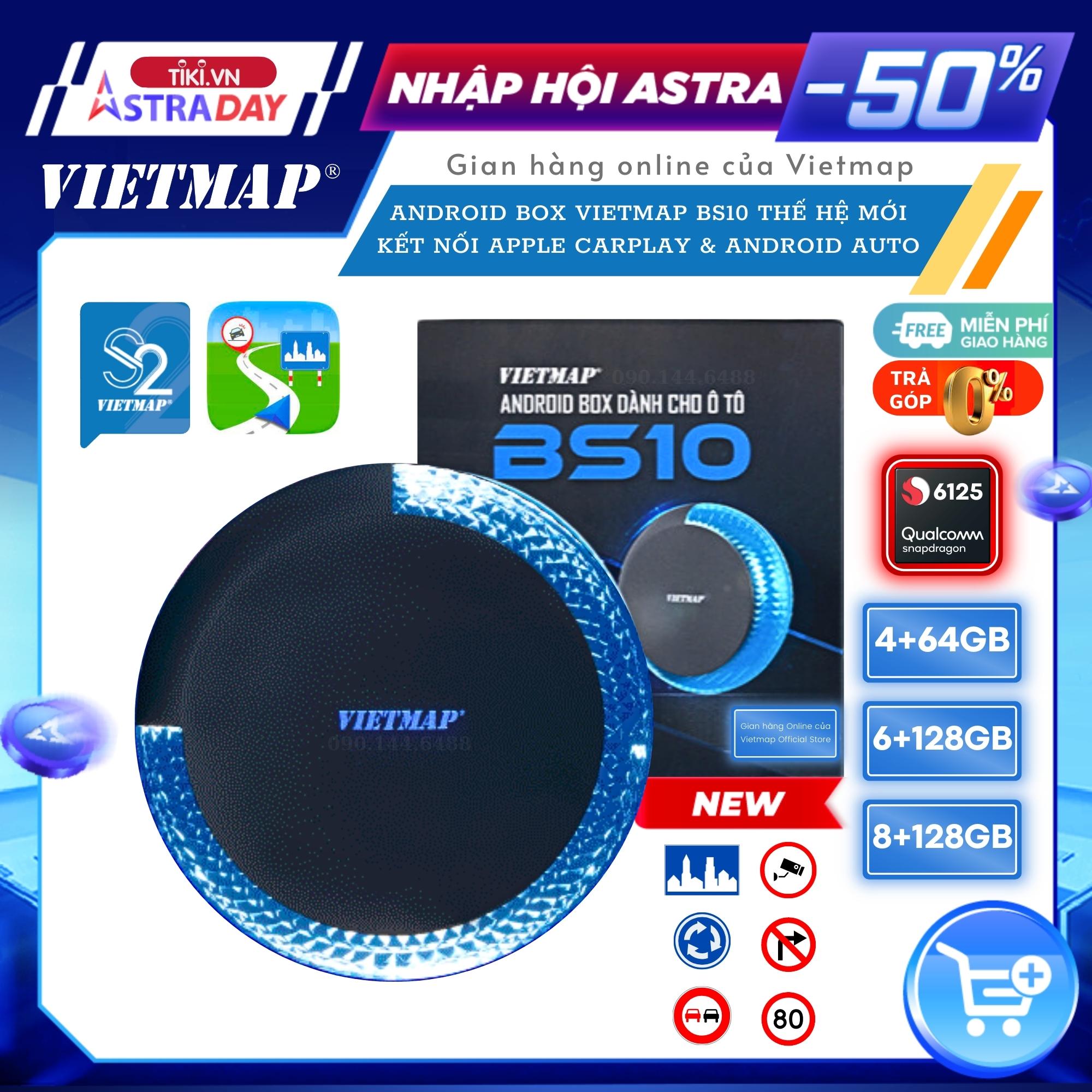 Vietmap BS10 - An.droid Box Qualcomm 6125 dành cho phụ kiện ô tô Apple CarPlay An.droid Auto Dẫn đường S2 và Vietmap Live Hàng chính hãng