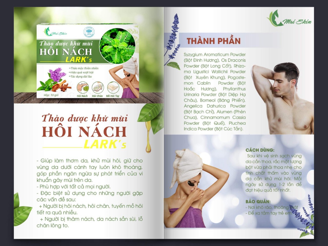 Bột Thảo dược khử mùi hôi nách, hôi chân,mồ hôi tay chân LARK'S