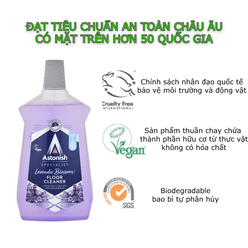 Nước lau sàn nhà hữu cơ đuổi muỗi diệt khuẩn thơm mát ASTONISH 1 lít