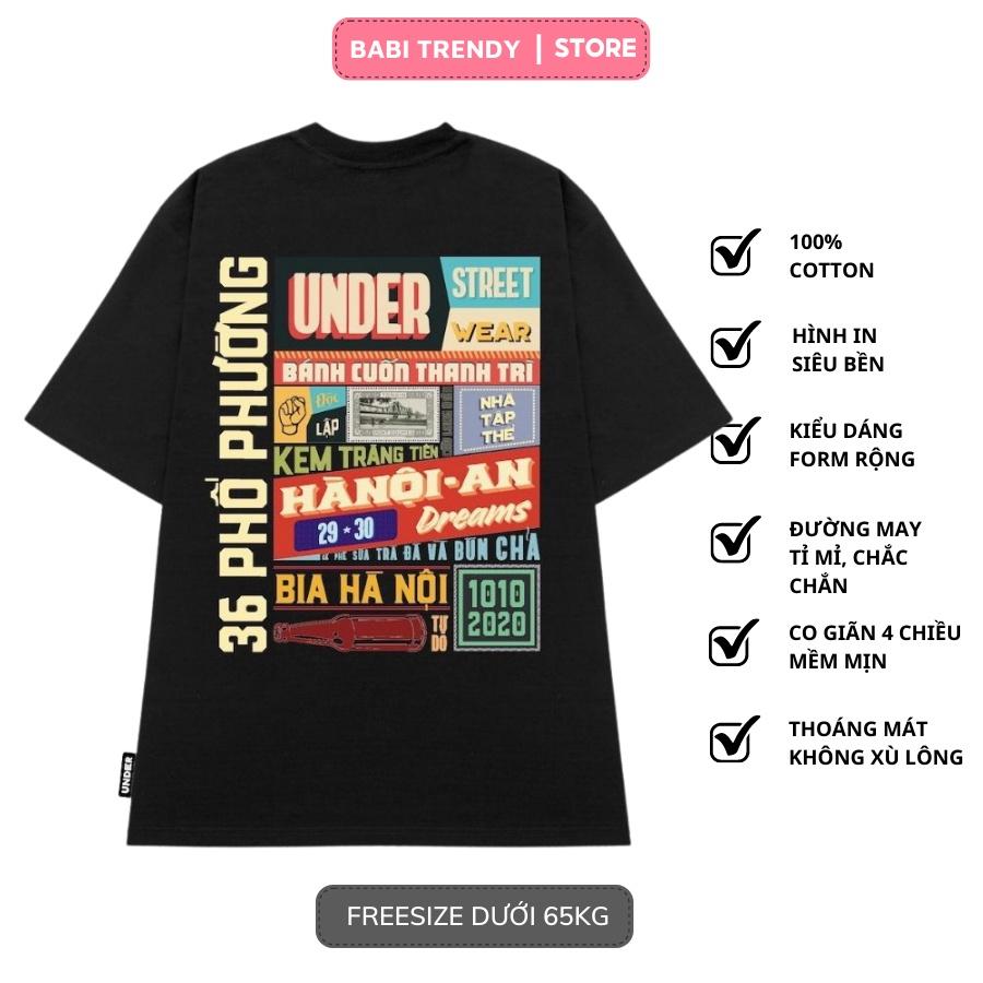 Áo Thun Tay Lỡ Hà Nội 36 phố phường áo phông Unisex Form Rộng Thoáng Chất Cotton - Babi Trendy ATC11