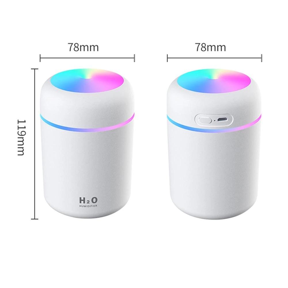 300ML H2O Máy Phun Sương Tạo Ẩm Khuếch Tán USB Siêu Âm Làm Lóa Mắt Cốc Thoáng Mát Phun Sương Tạo Ô Tô Mini Air Ẩm Máy Lọc Lãng Mạn Ánh Sáng