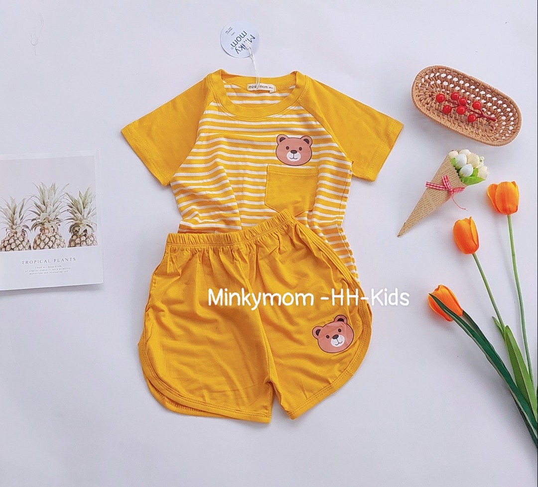 Bộ cộc tay cho bé gái/ bé trai minky mon size 8-29kg vải thun lạnh