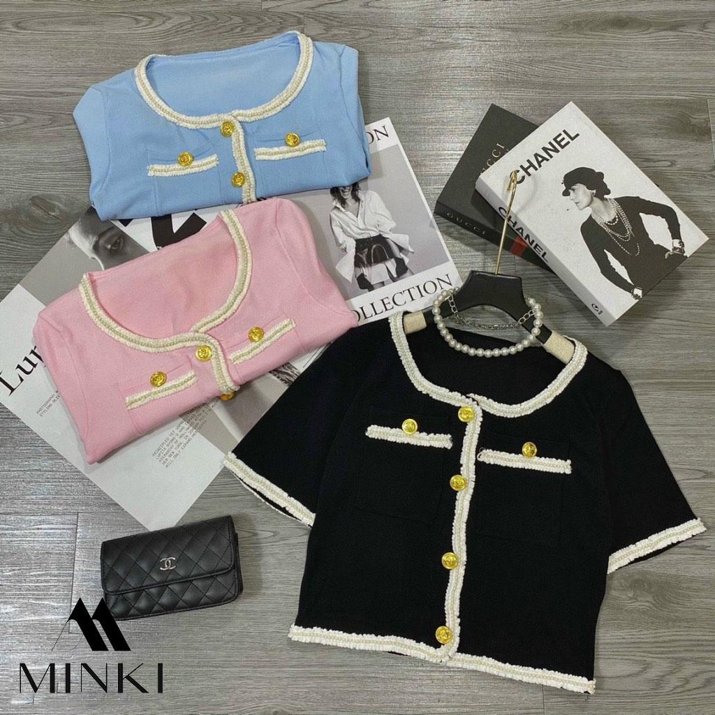 ÁO KHOÁC LEN DÁNG CROPTOP ĐÍNH KHUY SANG CHẢNH - CHẤT LIỆU LEN CAO CẤP - BA MÀU ĐEN/ XANH/ HỒNG