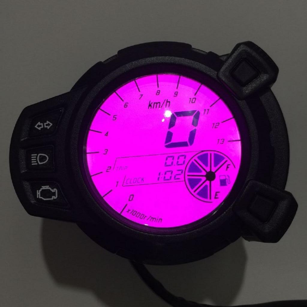 7 Color 12V Motorcycle LCD Digital Speedometer Odometer Tachometer Gauge