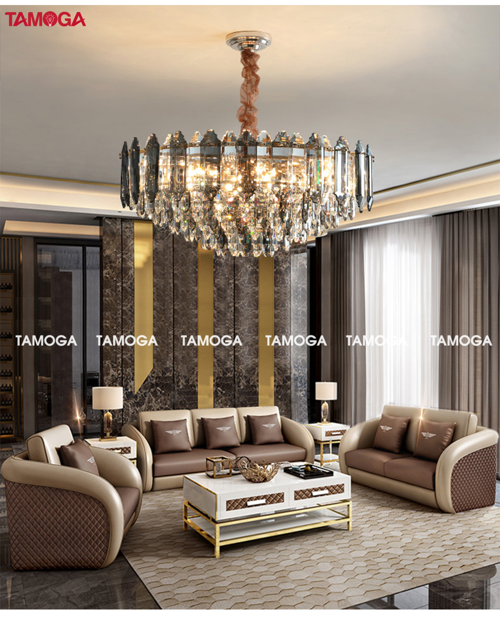 Đèn trần trang trí pha lê TAMOGA GWENYS 8977 đường kính 750mm