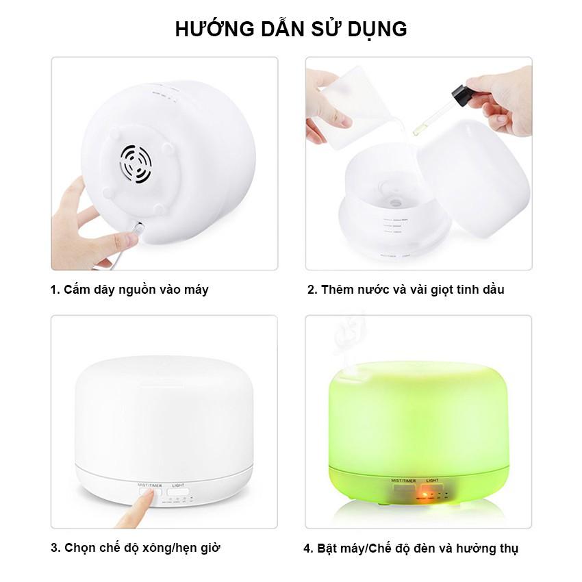 Máy xông tinh dầu hình trụ loại lớn 500ml và 300ml nhựa ABS có đèn led 7 màu Aroma Diffuser - Venado