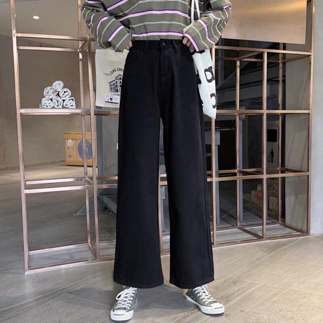 Quần Jeans ống rộng dáng dài gấp lai- hình thật chính chủ