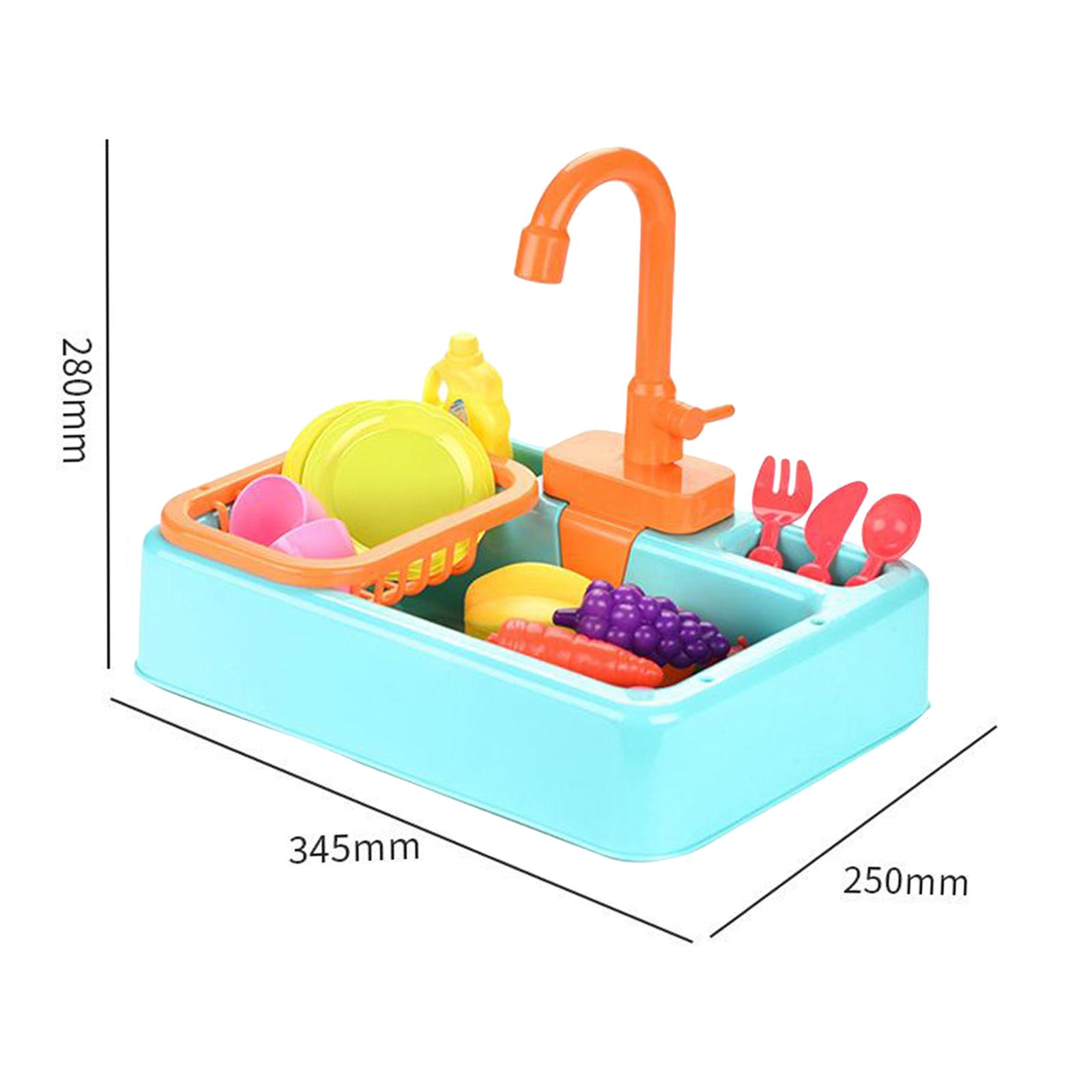 Play Sink Toys, Electric Dishwasher Playing Toy with Running Water,Pretend Play Kitchen Toys Set,with Playfood and Working Faucet,Pretend Role Play