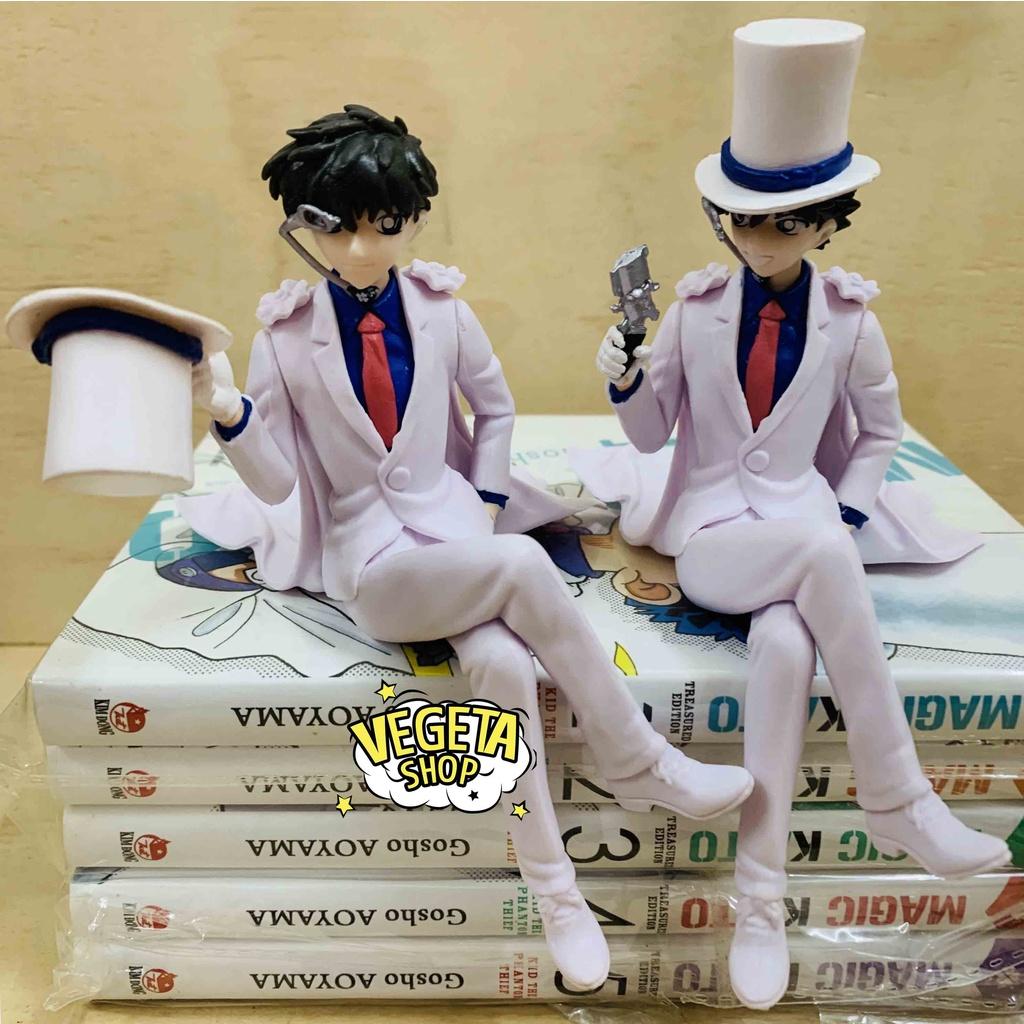 Mô hình Kaito Kid - Mô hình Conan - Magic Kaito - 2 tư thế Siêu đạo chích Kid ngồi cầm mũ và cầm súng - Cao 14,5cm