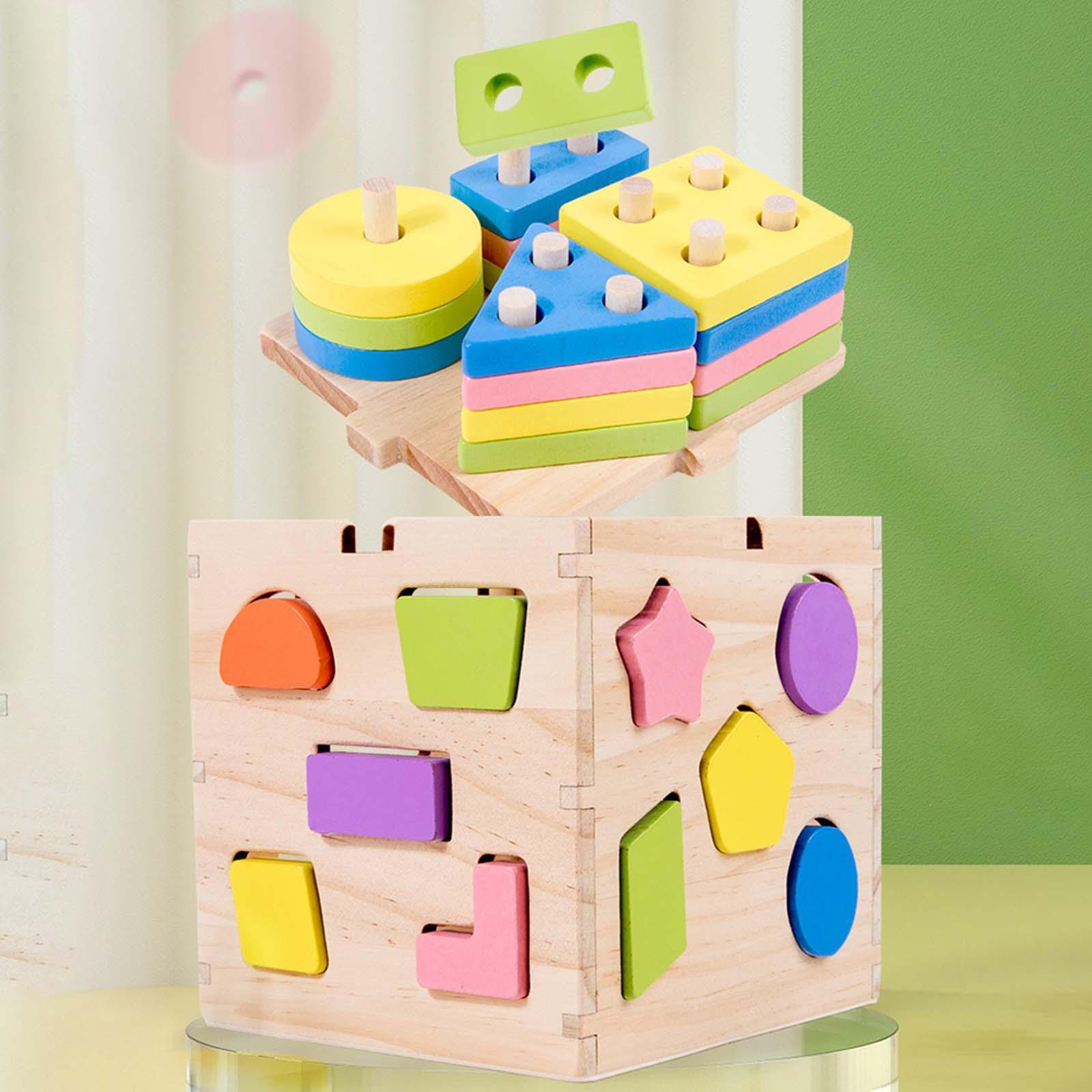 Wooden Building Blocks Early Educational Toys Intelligence Toy for Children Girls Birthday Gifts