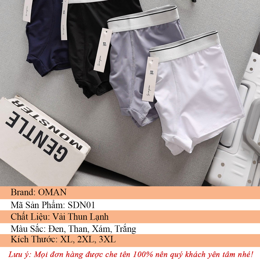 Combo 4 Quần lót nam boxer thun lạnh cạp trơn, quần sịp đùi nam thun lạnh thoáng mát,co dãn 4 chiều SDN01 PROMAN
