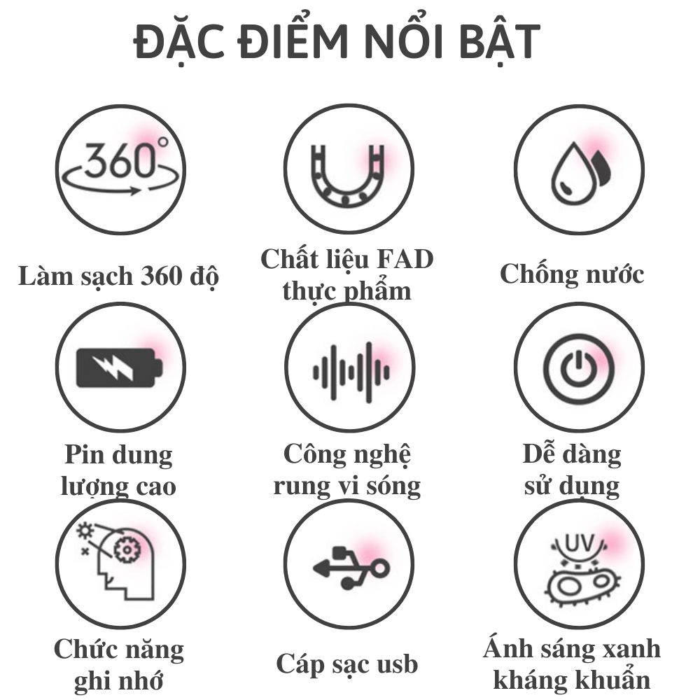 Bàn chải vệ sinh răng miệng tự động cho bé CTFAST K10, bàn chải điện chữ U làm sạch 3 chế độ, an toàn chống nước