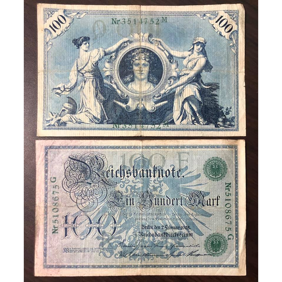 Tiền cổ Đức, tờ 100 Mark 1908 hơn 100 năm tuổi sưu tầm