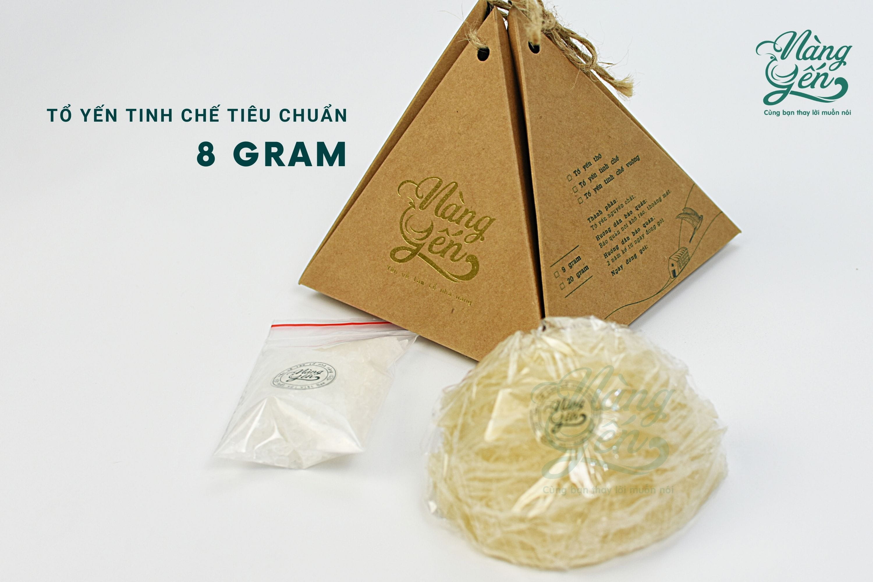 TỔ YẾN TINH CHẾ TIÊU CHUẨN 8 GRAM| YẾN SÀO NÀNG YẾN | Được khai thác tại các nhà yến lâu năm ven biển | Làm sạch bằng thủ công | Không tẩy trắng | Không tẩm đường hay muối | Khô tuyệt đối | Độ nở nhiều | Sợi yến dai giòn | Không bị tan khi chưng.