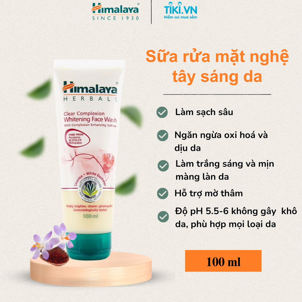 Sữa Rửa Mặt Tinh Tế Làm Sạch Và Trắng Da Cải Tiến Với Nghệ Tây Himalaya Herbals
