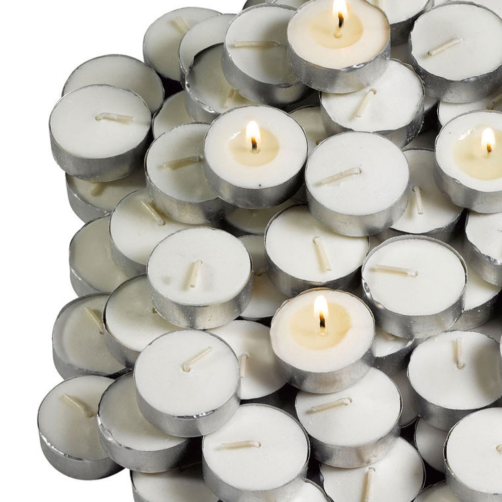 Bộ 100 nến tealight JYSK Pierey sáp/paraffin trắng 4x2cm