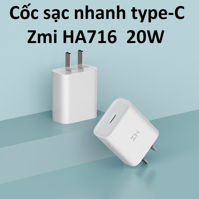 Cốc sạnh nhanh 20W 1 cổng type-C Zmi HA716 - Hàng chính hãng