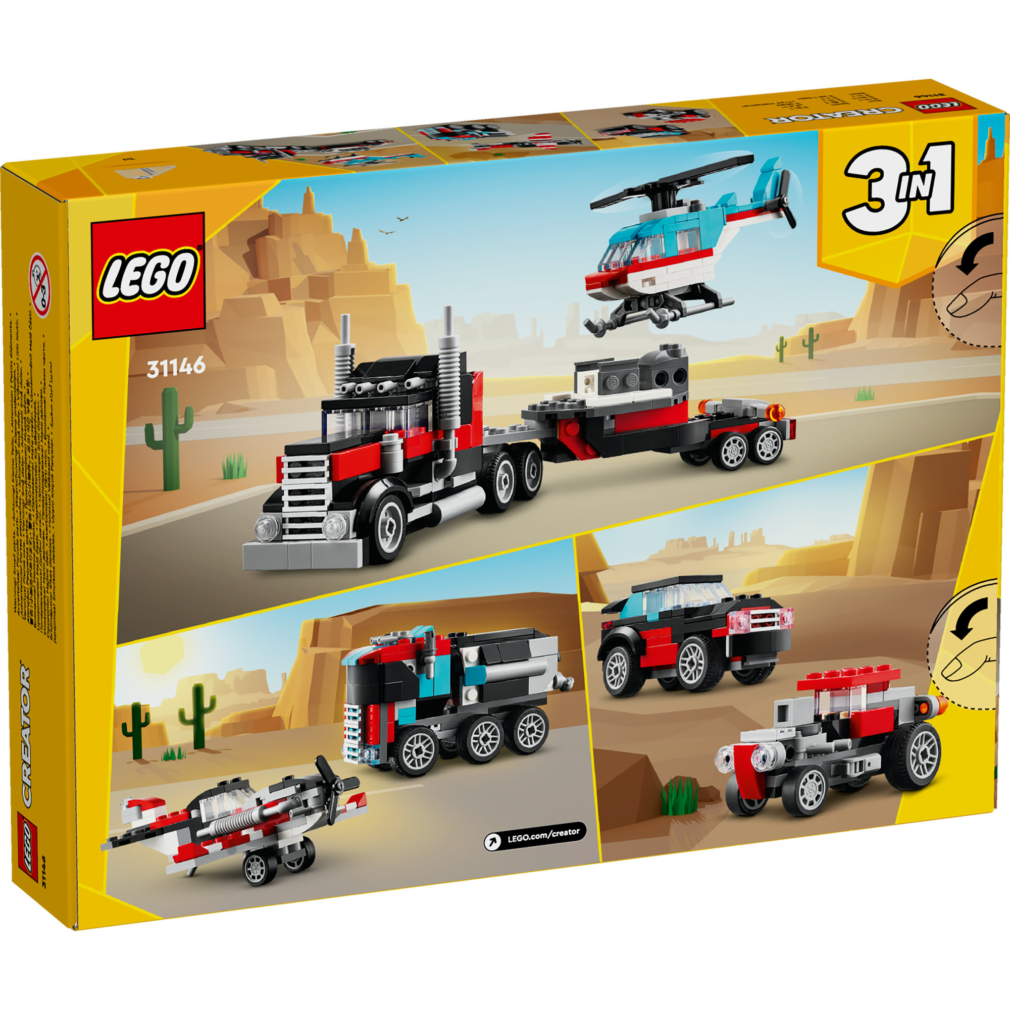 LEGO CREATOR 31146 Đồ chơi lắp ráp Xe tải vận chuyển trực thăng (270 chi tiết)