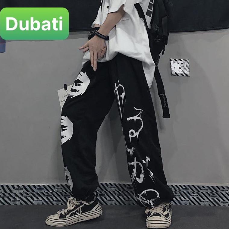 QUẦN JOGGER NAM NỮ UNISEX CHẤT NỈ DÀY DA CÁ ỐNG SUÔNG RỘNG THÊU CHỮ NHẬT RÚT DÂY HÀN QUỐC NEW - DUBATI FASHION