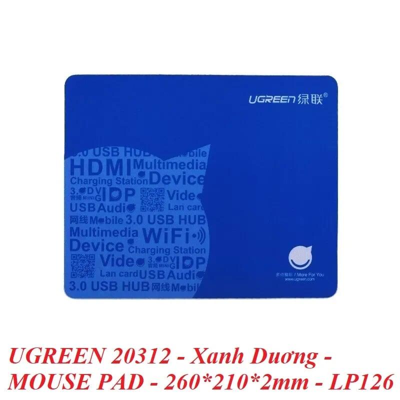 Ugreen UG20312LP126TK 260x210x2mm mouse pad màu Xanh Miếng lót chuột chất liệu cao su mousepad - HÀNG CHÍNH HÃNG