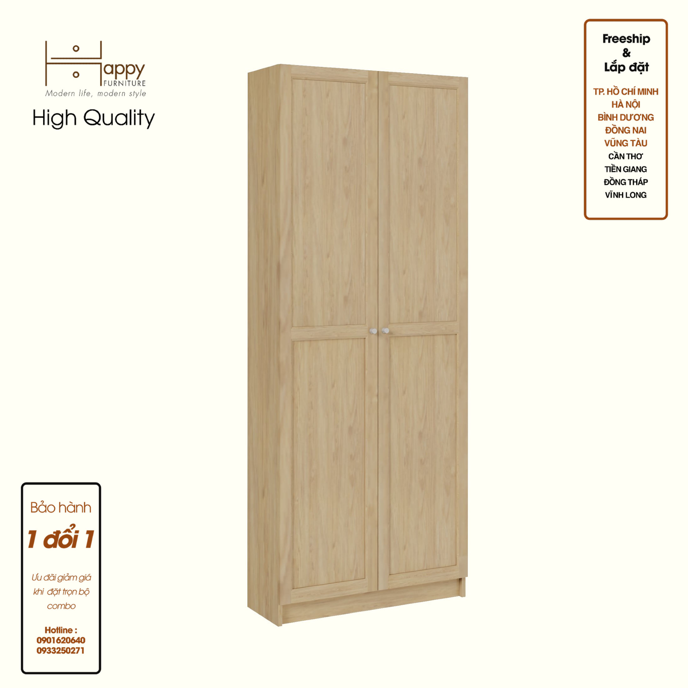 [Happy Home Furniture] CATY, Kệ sách 6 tầng 2 cửa mở, 80cm x 30cm x 202cm ( DxRxC), KSA_058