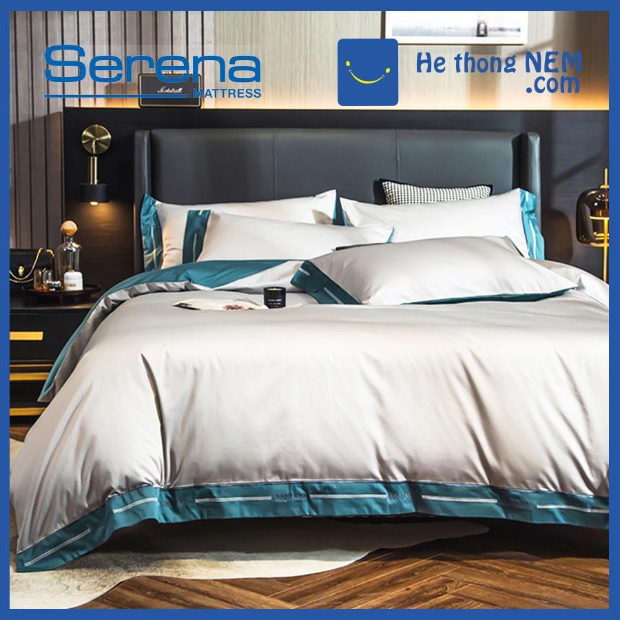 Set Chăn Ga Gối 5 Món Lụa Satin SERENA Bộ Drap Trải Giường Lụa Cao Cấp - Hệ Thống Nệm
