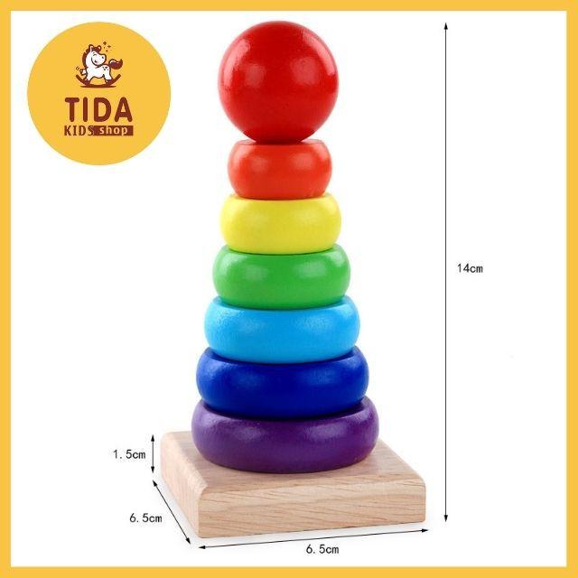 Combo 4 Món Đồ Chơi Gỗ: Luồn Hạt + Tháp Cầu Vồng + Sâu Gỗ + Đàn ️