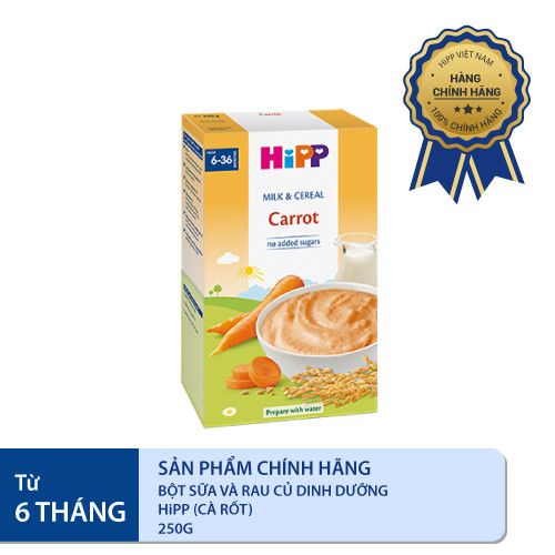 Bột ăn dặm dinh dưỡng Sữa, Ngũ cốc &amp; rau củ - Cà rốt HiPP Organic 250g