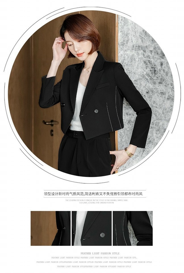 Set Nguyên Bộ Vest Áo Croptop Phối Nút Thời Trang
