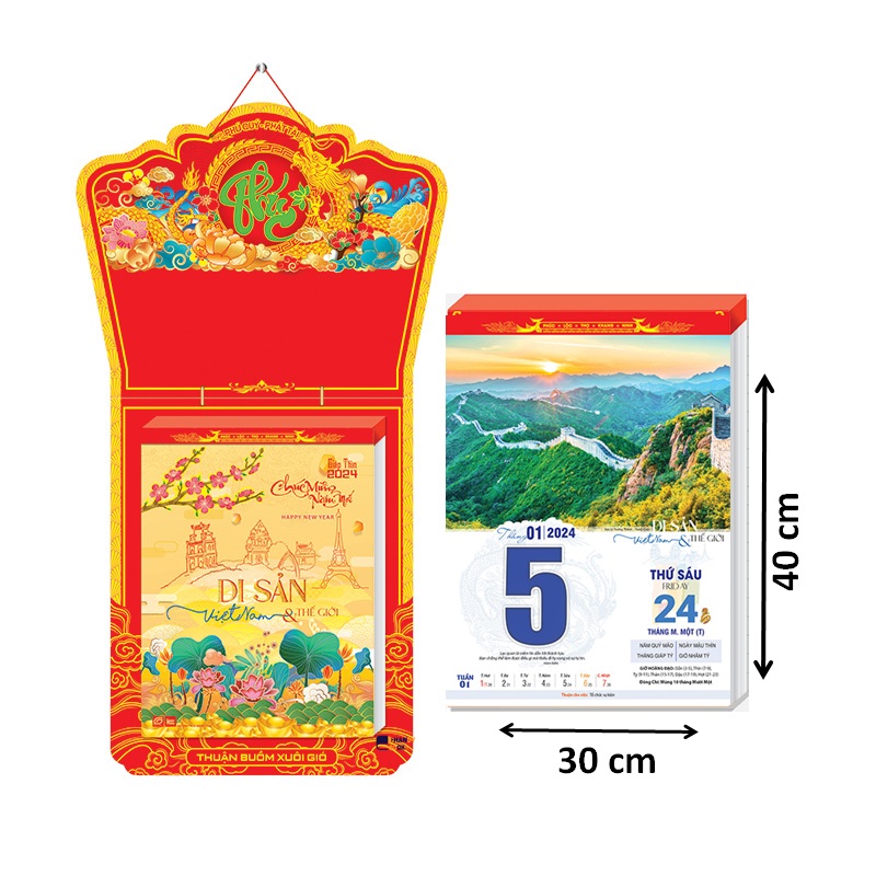 Lịch Bloc 2024 - Bloc lịch cỡ lớn kích thước 30 x 40 cm - NH02