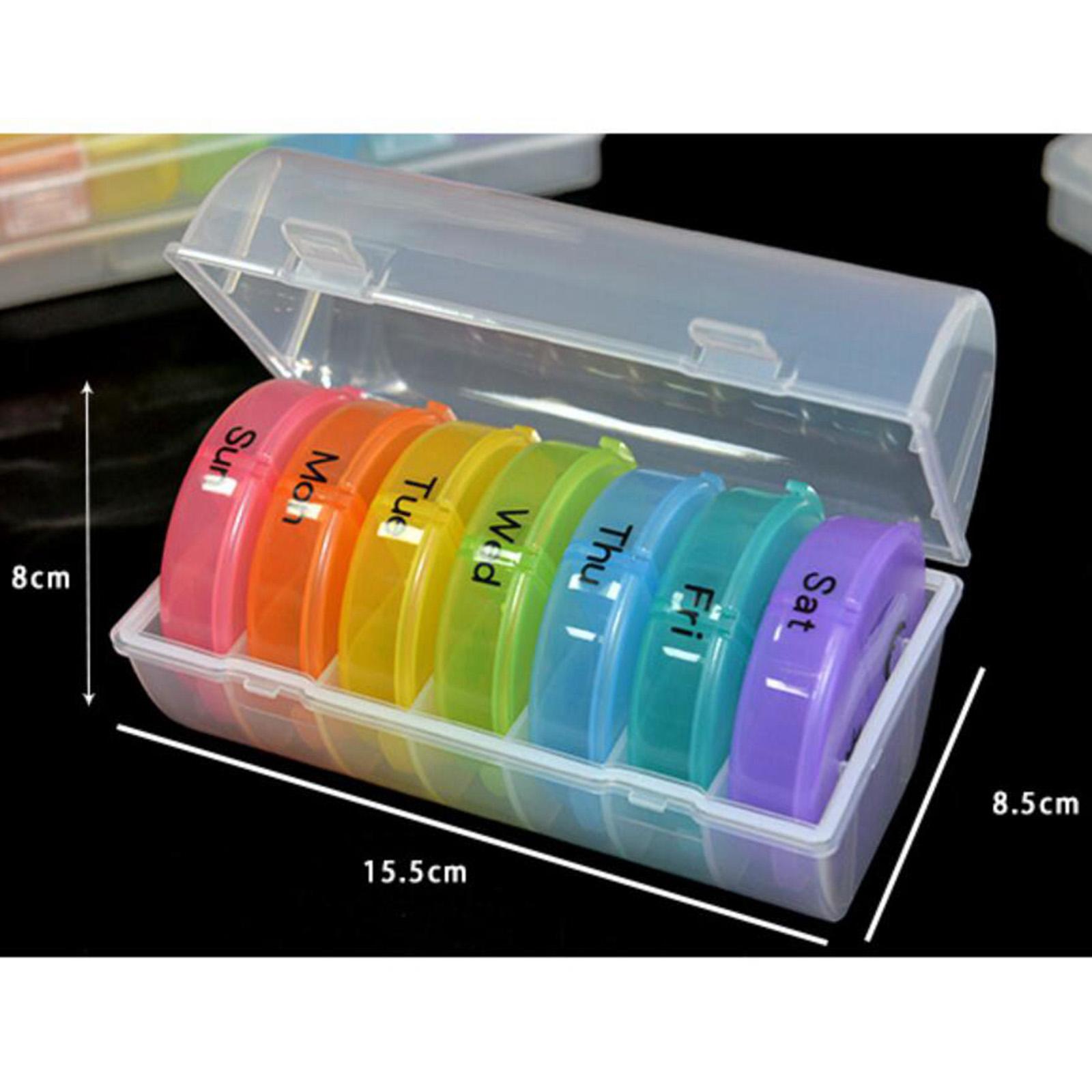 Rainbow Design Portable Seven-Day Pill Box Medicine Case Organiser for Vitamins Fish Oil