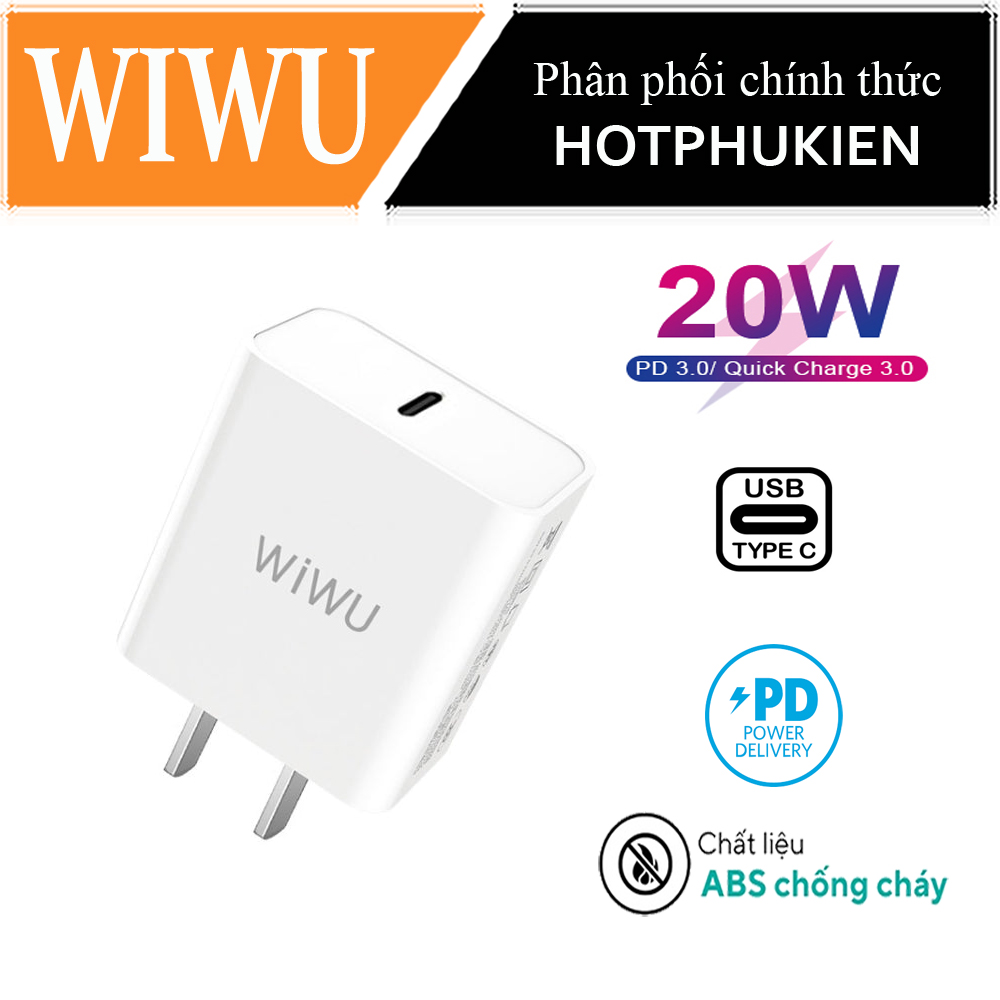 Adapter cóc củ sạc Type C sạc nhanh 20W chuẩn PD Type C 3.0 và Quickcharge 3.0 hiệu WIWU Comet RY-U56 trang bị công nghệ chip sạc thông minh, thiết kế siêu nhỏ gọn, cổng cắm US-UK - Hàng nhập khẩu