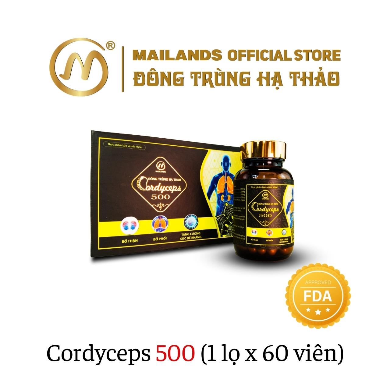 COMBO 4 hộp Đông Trùng Hạ Thảo MaiLands Cordyceps 500