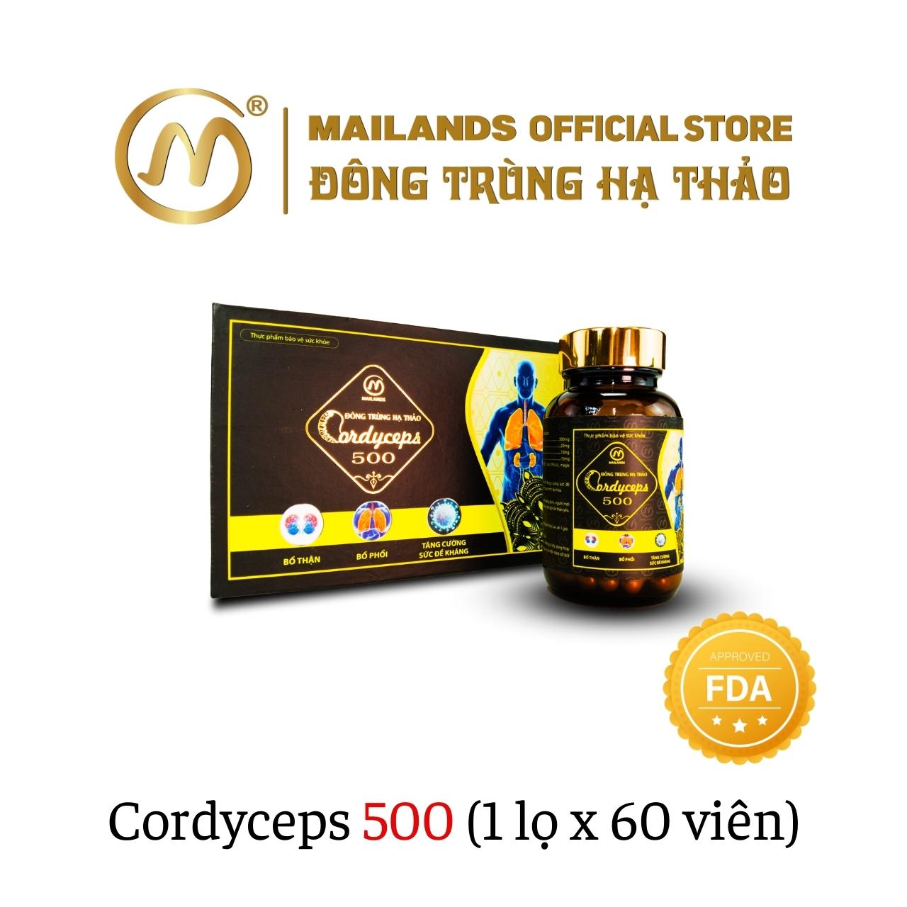 Đông Trùng Hạ Thảo Mailands Cordyceps 500 (60 viên)