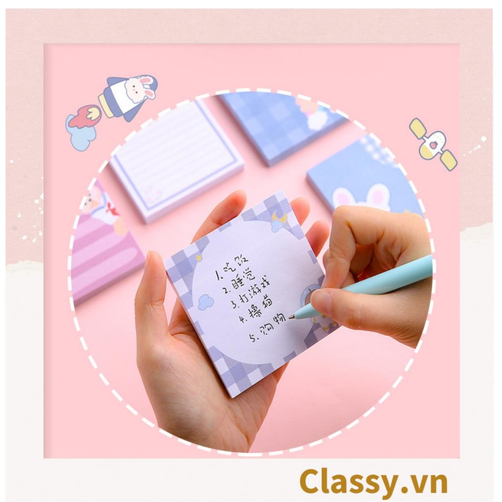 Tệp 50 tờ Giấy note Classy ghi nhớ màu pastel dễ thương in hình hoạt hình; tiện dụng; kích thước 80X 80 Cm PK726