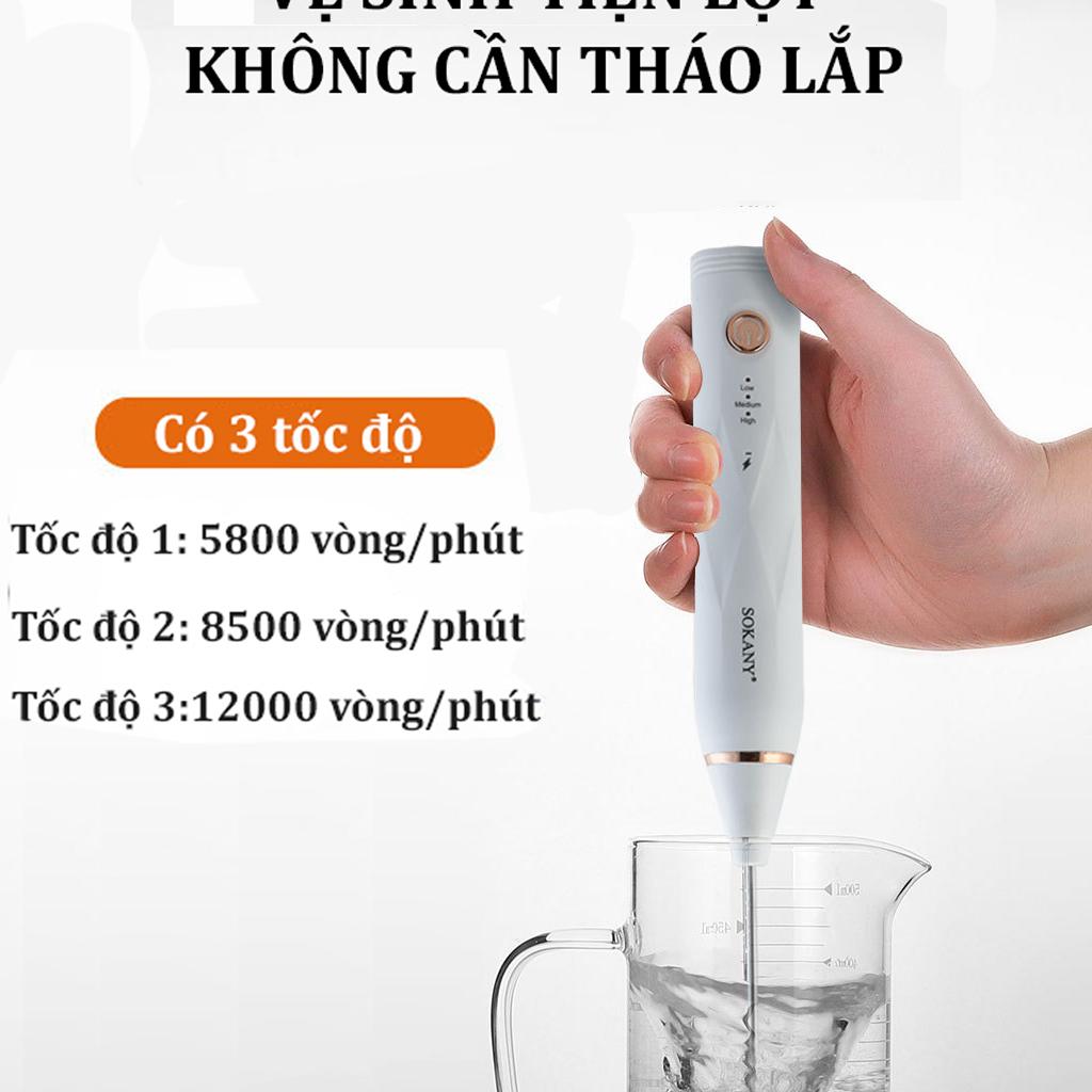 Máy đánh trứng, tạo bọt sữa cafe SOKANY thiết kế cầm tay cỡ nhỏ tiện dụng cho gia đình - SK201A - HÀNG CHÍNH HÃNG