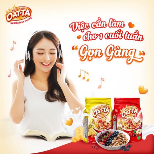 Yến Mạch Trái Cây OATTA Slim Nguyên Cám Thơm Ngon Phù Hợp Cho Người Ăn Kiêng Túi 600g