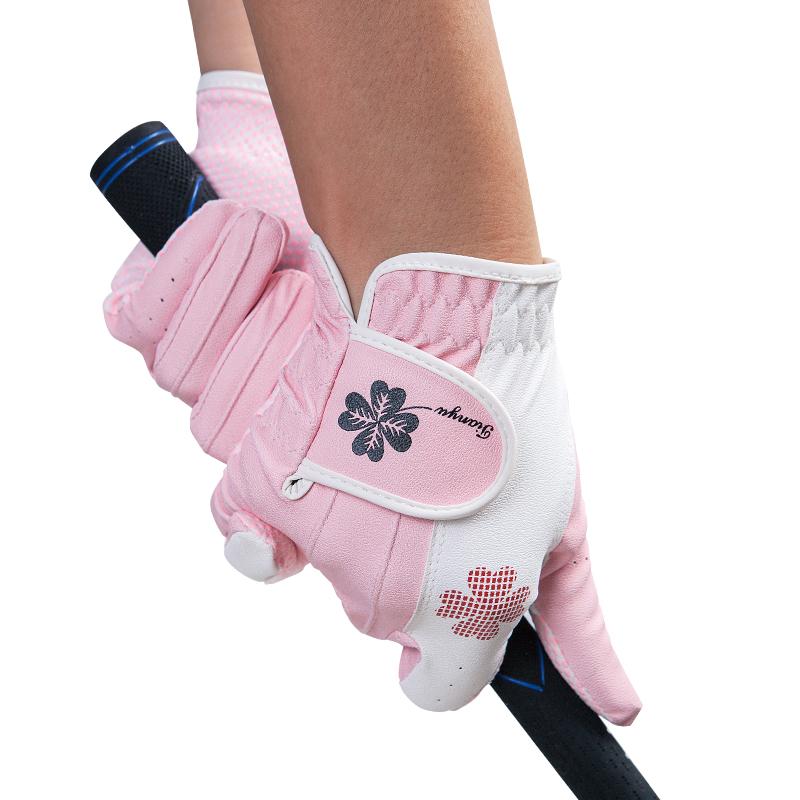 TTYGJ Găng Tay Chơi Golf Hở Ngón Tay Trái Và Tay Phải 1 Đôi Hạt Silicon Thoáng Khí Găng Tay Chống Trơn Trượt Phong Cách Hàn Quốc Color: Pink Size: 21