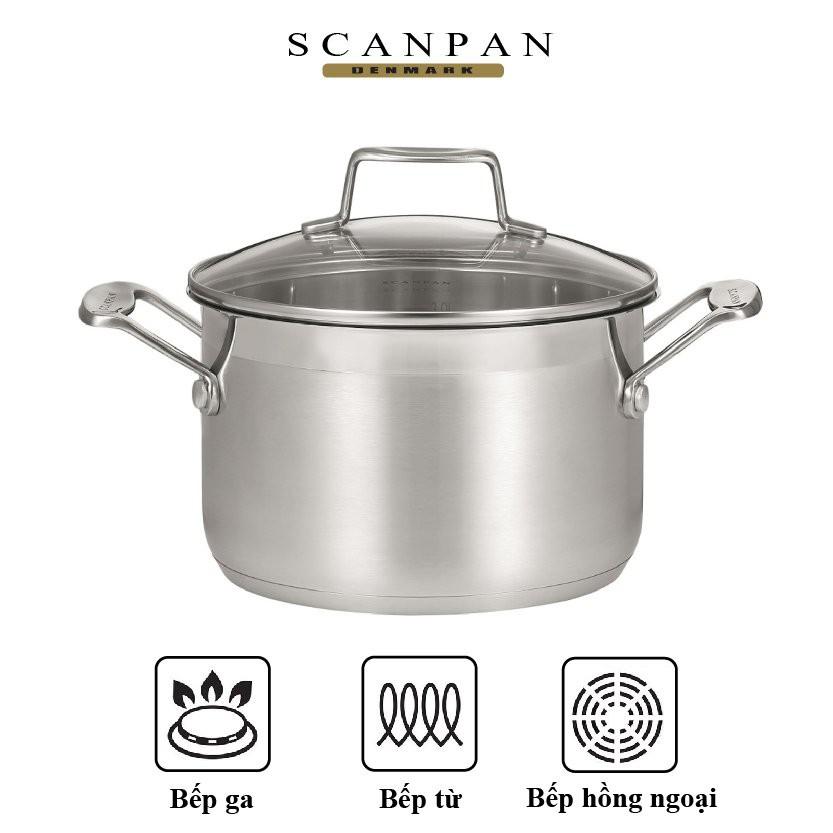 (Ảnh thật) Nồi inox 2 tay cầm Scanpan Impact 18cm 71251800, đúc đáy 3 lớp, dùng bếp từ, an toàn trong máy rửa bát