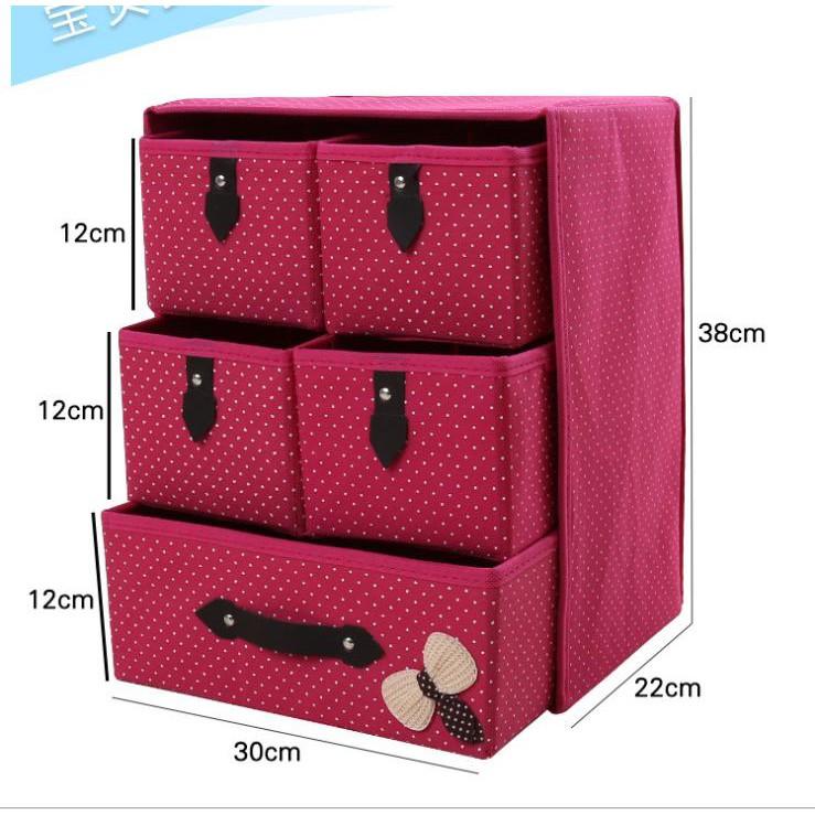 Tủ vải 3 tầng 5 ngăn, đựng đồ Phong cách