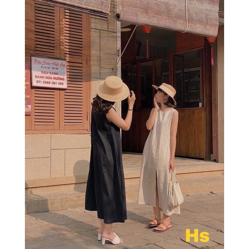Đầm xuông cổ thuyền sát nách xẻ tà HS58