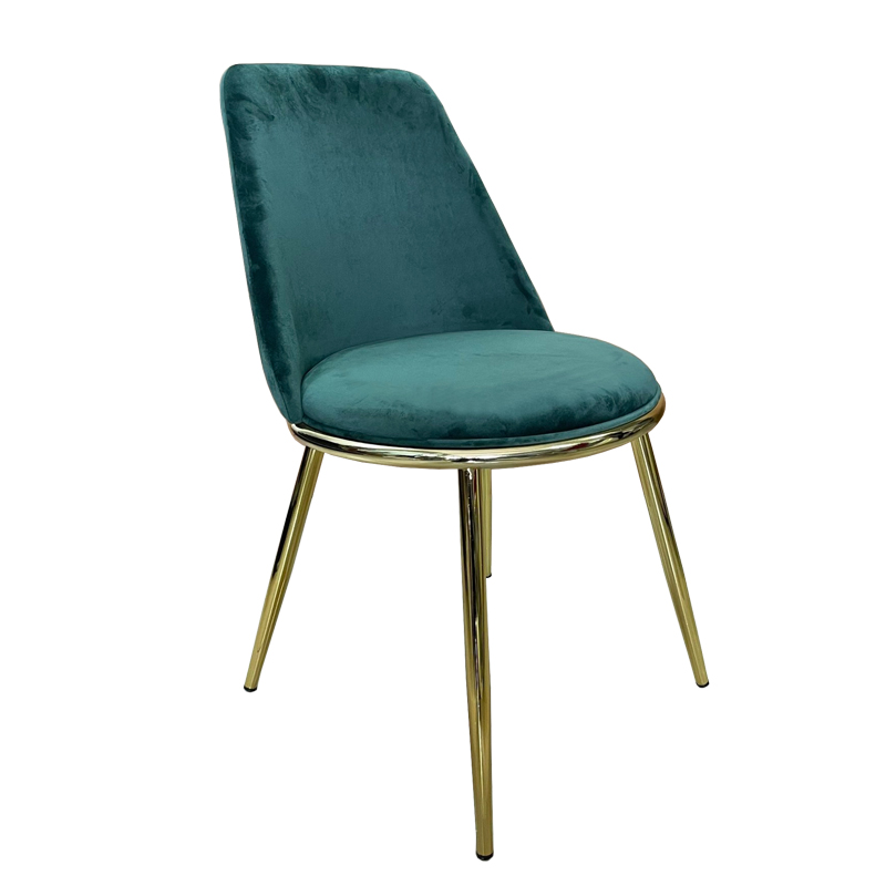 Ghế trang điểm nệm bọc vải nhung chân thép mạ màu vàng gold bóng sang chảnh Luxury Chairs for bedroom LUX 27B-F