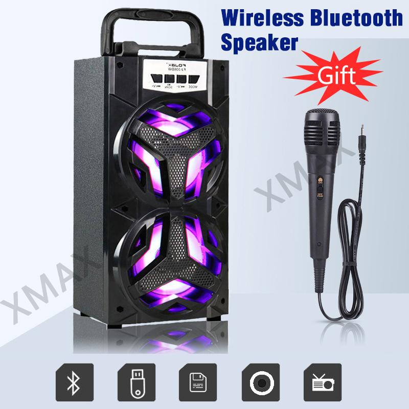 10W Karaoke Hộp âm thanh di động ngoài trời Loa không dây Rạp hát tại nhà lớn Loa tiệc Bluetooth có micrô có dây Màu sắc: như hình ảnh