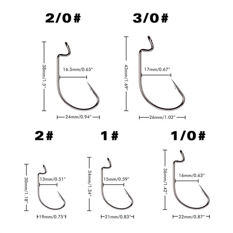 50pcs/lot Fishing Hook Carbon Steel Wide Gap Crank Offset Fishhook For Soft Lure Bass Barbed Carp Fishing Tackle Worm Hook