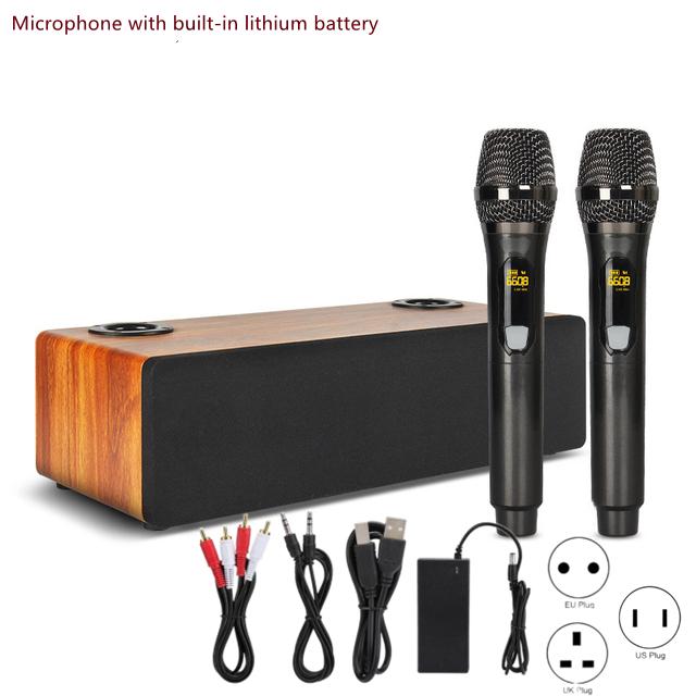 120W gỗ kép micrô Caixa de som nhà hát nhà không dây bluetooth loa KTV hệ thống điện thoại di động di động di động Color: No mic version