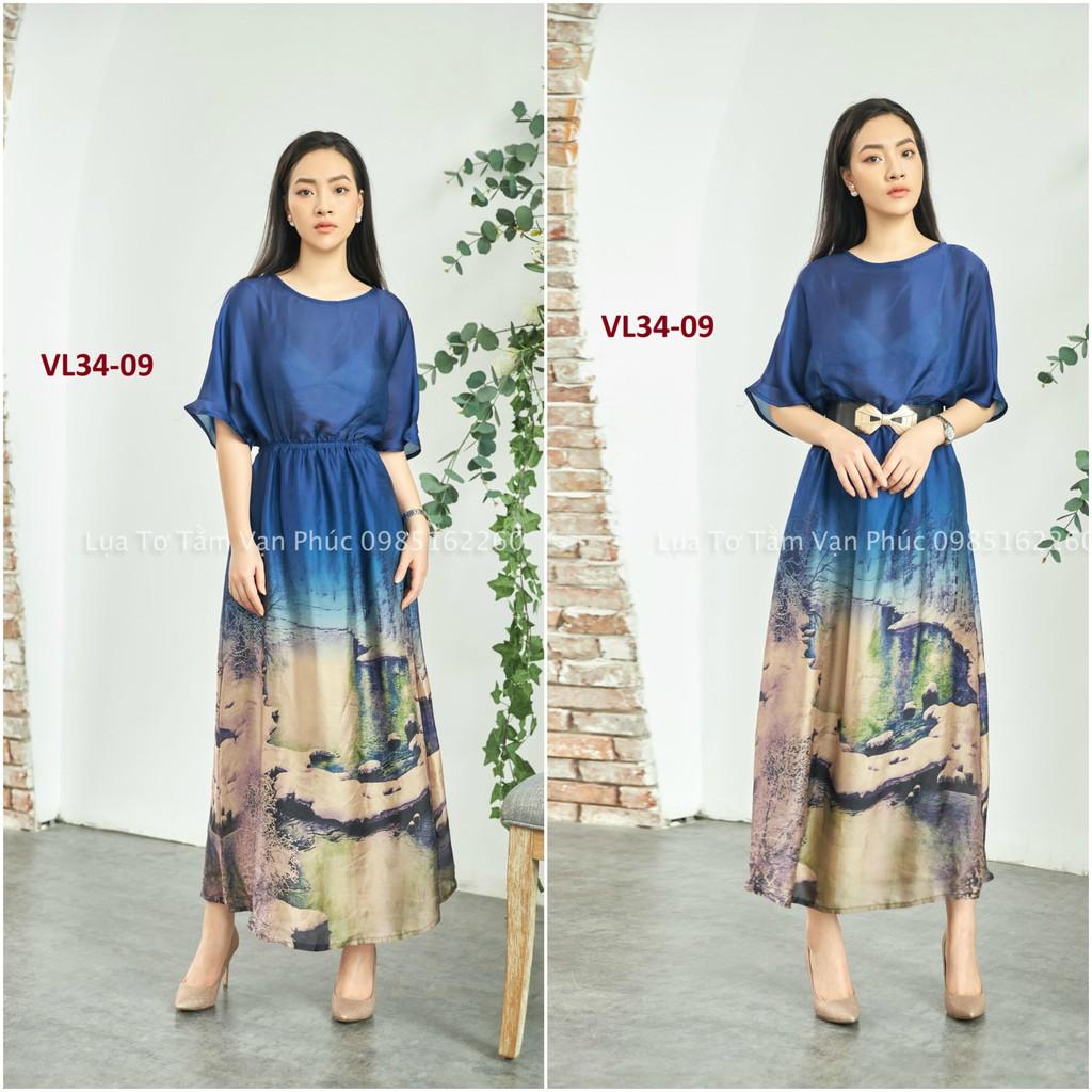 Váy Lụa In Hoa 3D Cao Cấp