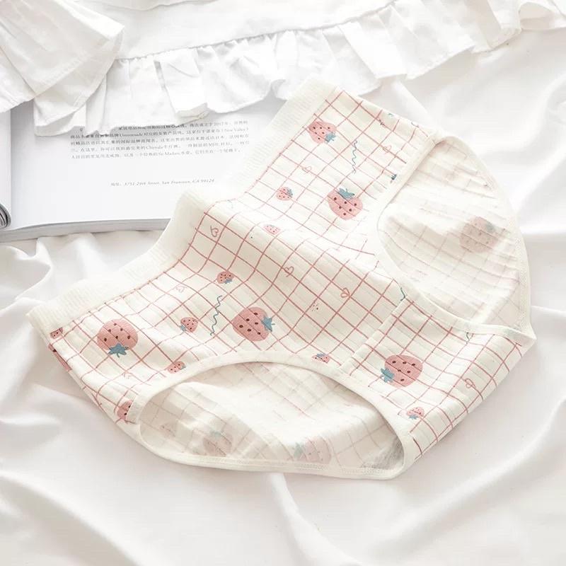Quần Lót Nữ Cotton Siêu Thoáng Nâng Mông Dâu Tây Thỏ Hồng Siêu Kute QL11