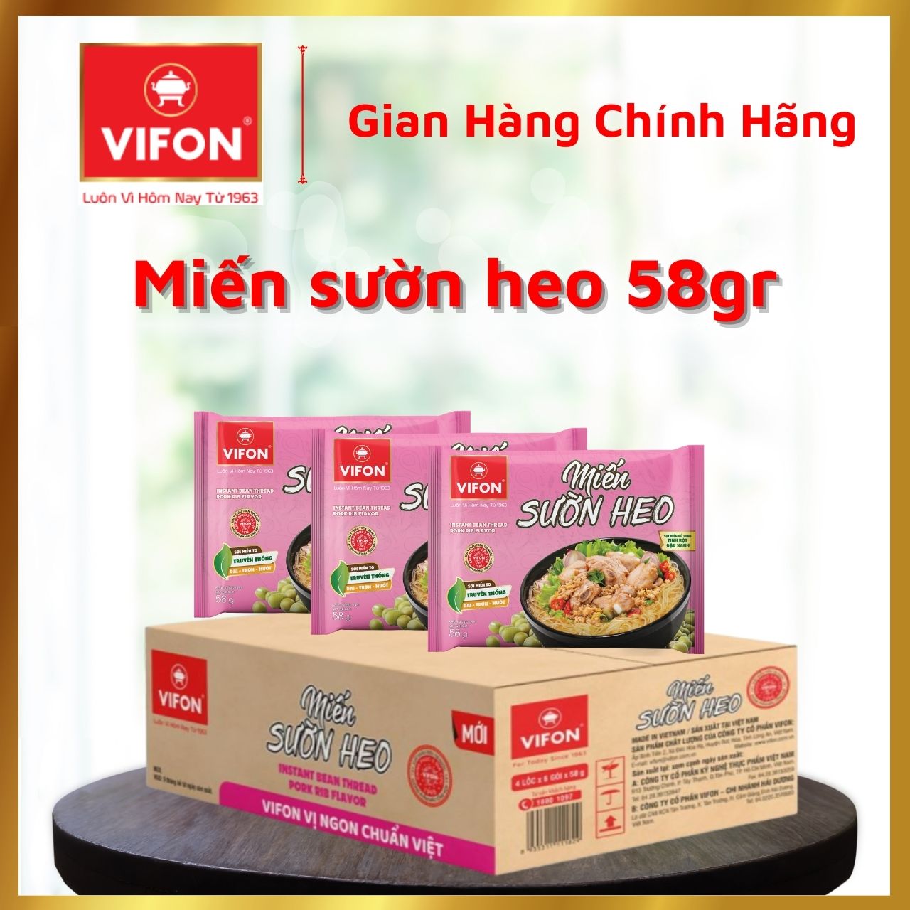 Thùng 24 Miến Sườn Heo VIFON (58g / Gói)