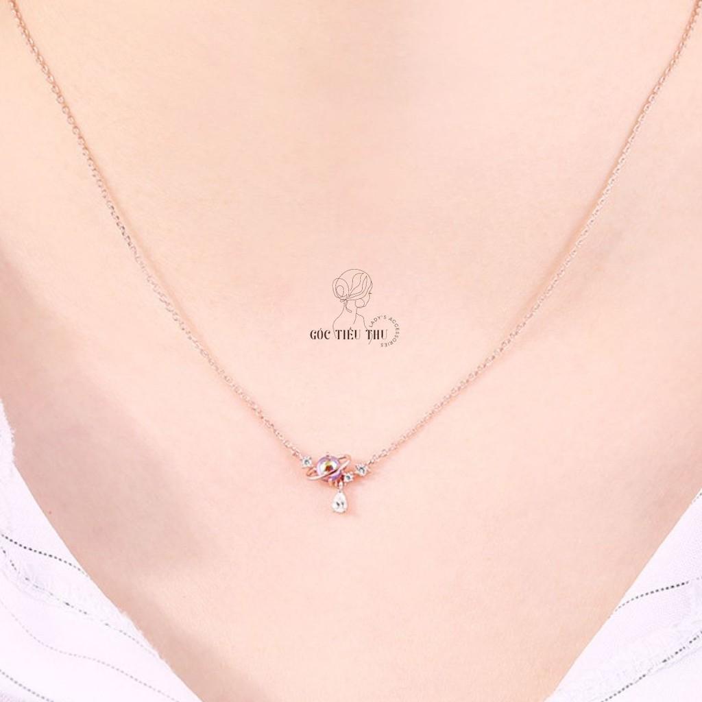 Vòng Cổ Mặt Hình Sao Thổ Đính Đá Bạc s925 Sang Trọng - MS004